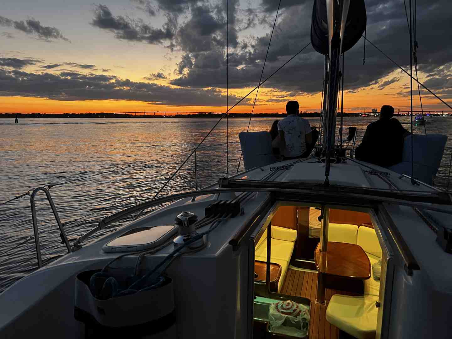 Arthur Ravenel Jr. Bridge at dusk - Charleston evening cruise
