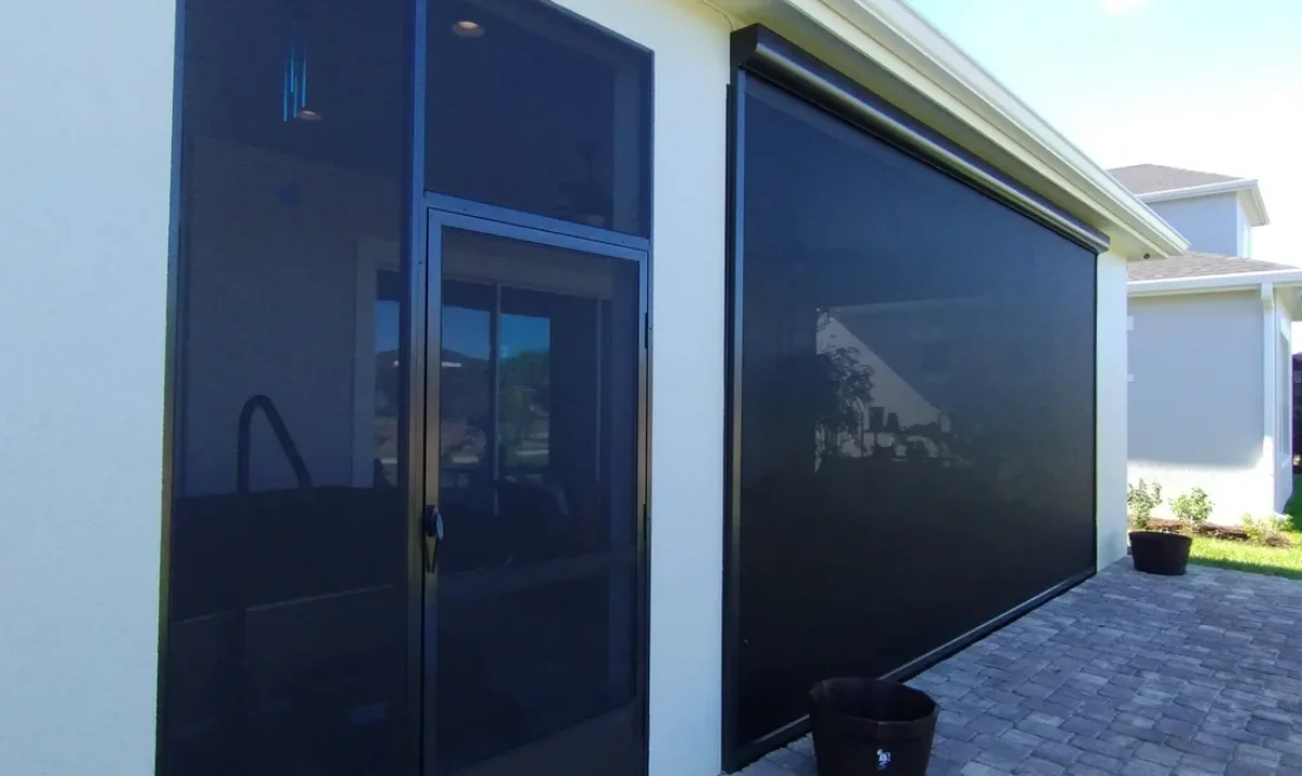 motorized retractable screens installed on a patio motorized retractable screens installed on a patio