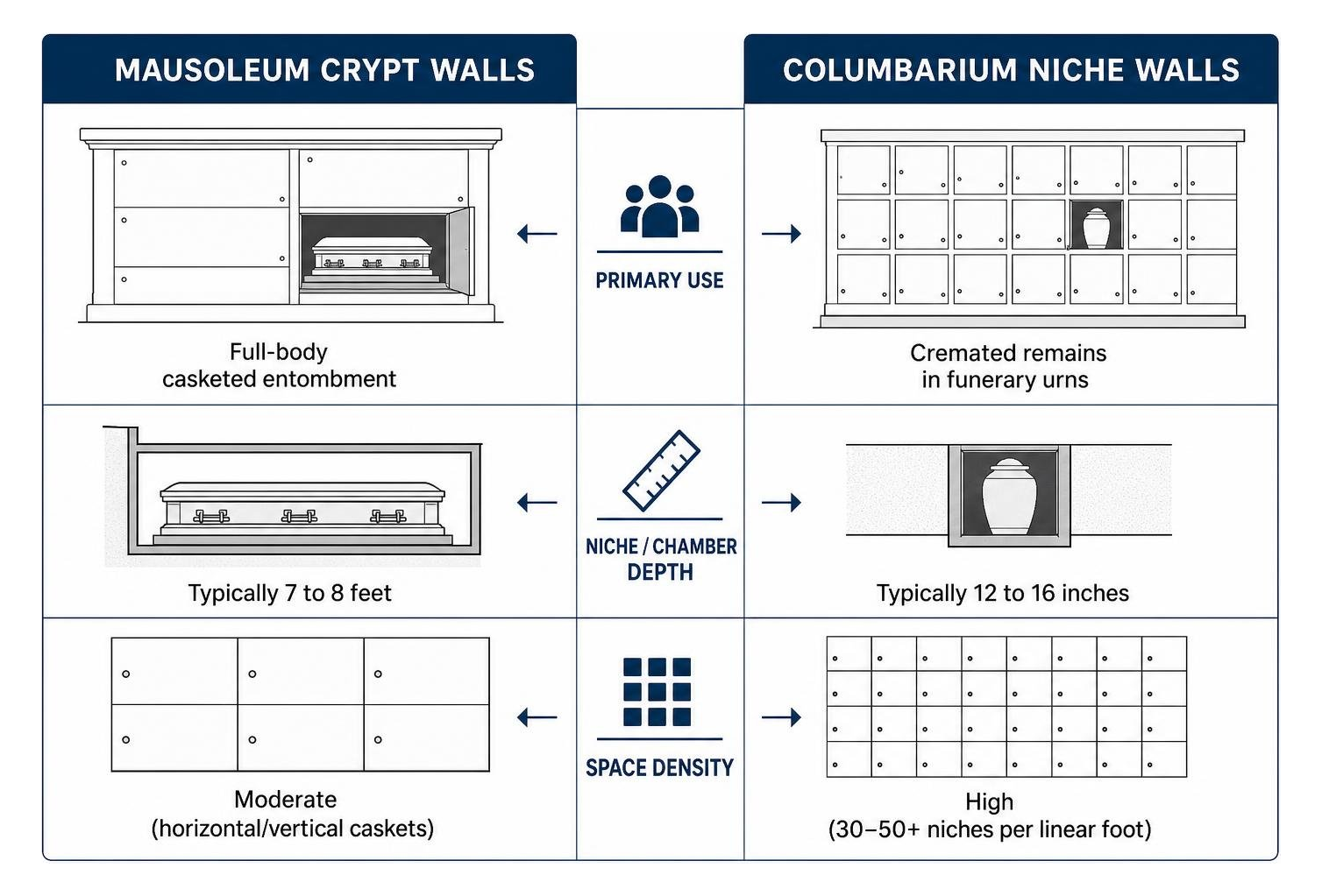 comparison of crypt walls versus columbarium niche walls comparison of crypt walls versus columbarium niche walls
