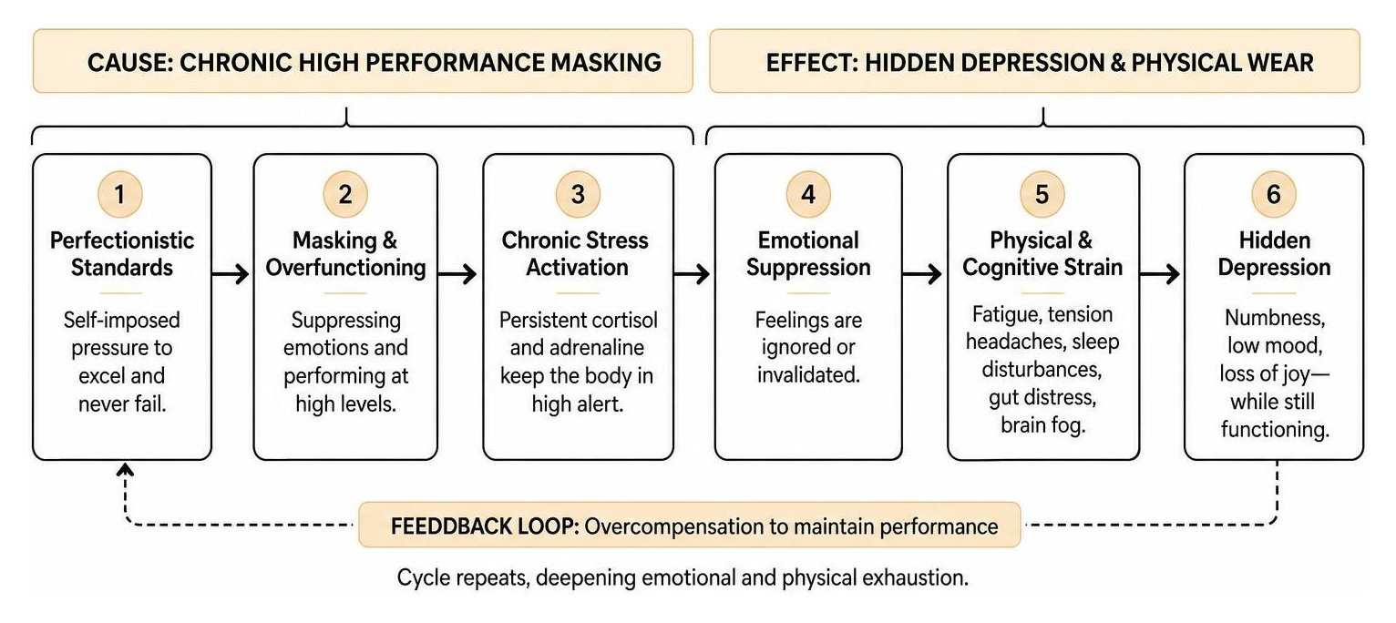 cause and effect of chronic high performance masking depression diagram
