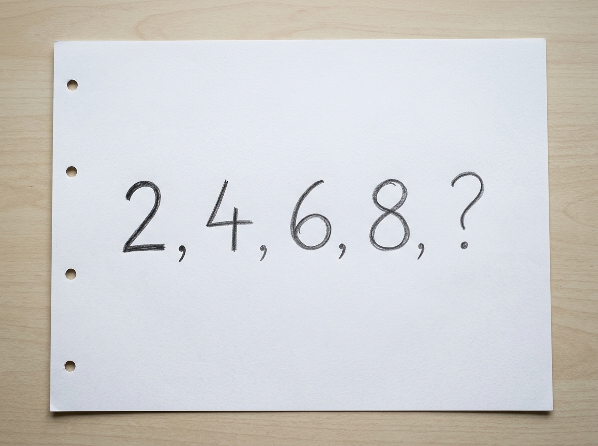 A numerical sequence puzzle showing a string of numbers with a question mark at the end - cogat number series exercises