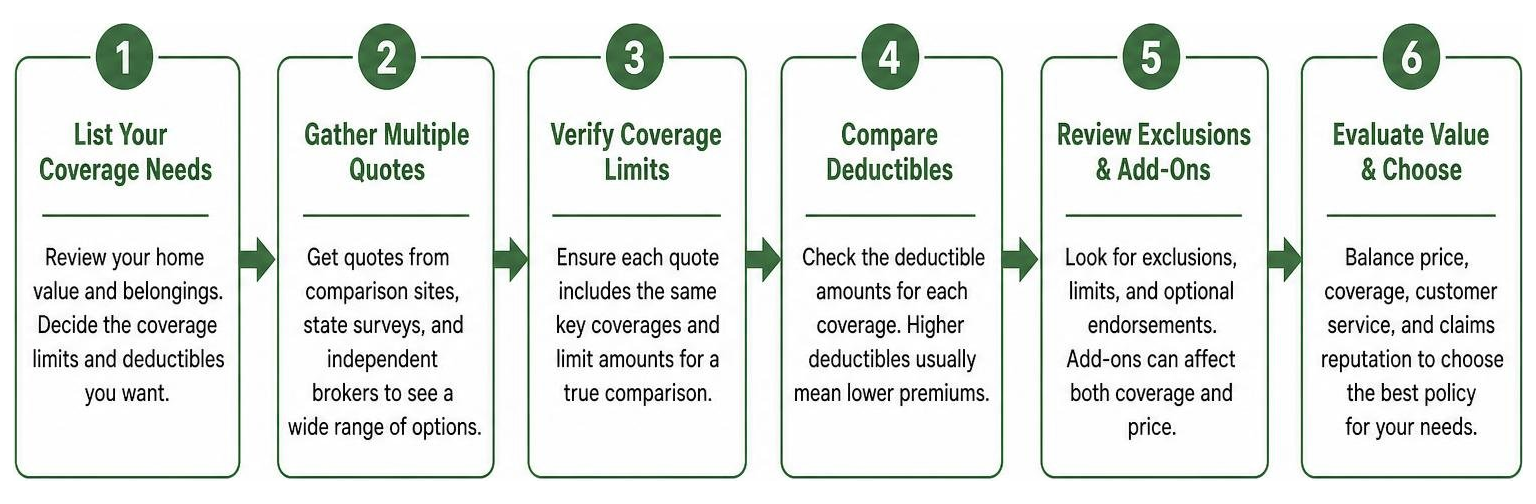 Step-by-step process to compare home insurance quotes