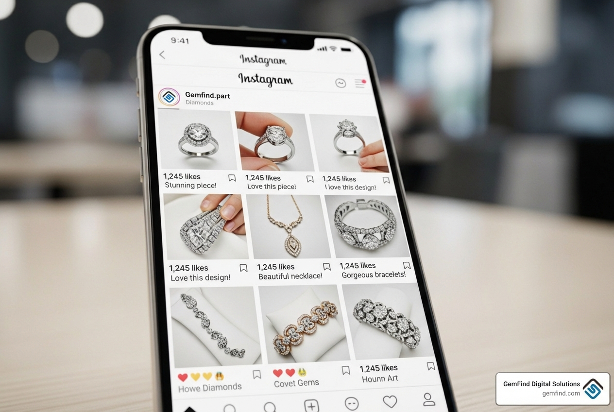 social media feed showcasing jewelry on Instagram - create jewelry website