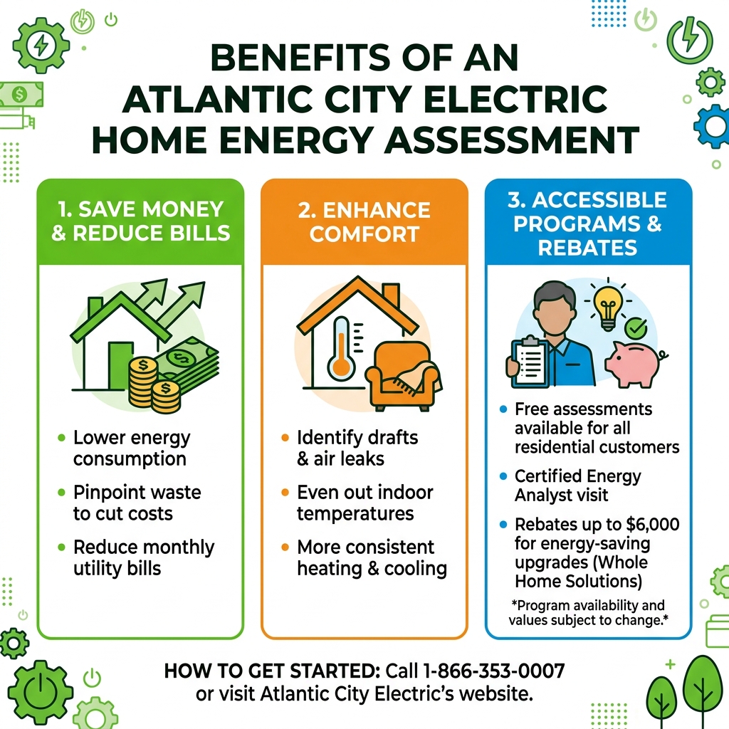 Benefits of an Atlantic City Electric home energy assessment infographic - atlantic city electric energy audit infographic 