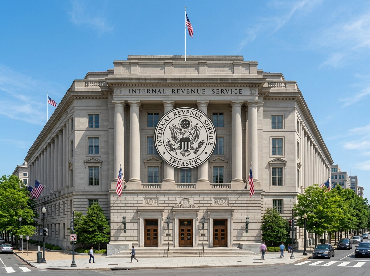 The IRS logo on a federal building in Washington DC - how come my federal refund is taking so long The IRS logo on a federal building in Washington DC - how come my federal refund is taking so long
