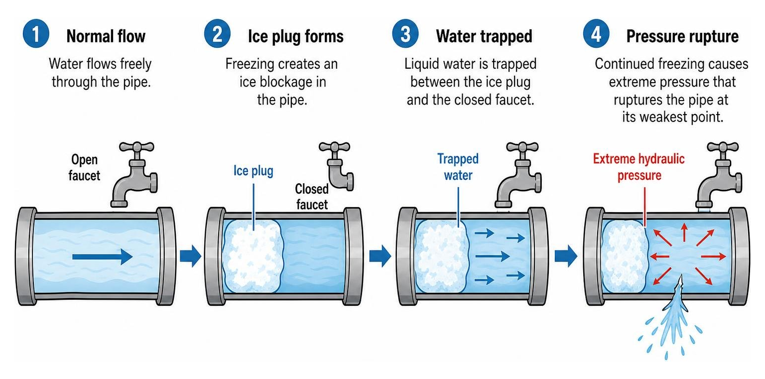 diagram showing ice plug formation trapping liquid water and causing extreme hydraulic pressure rupture diagram showing ice plug formation trapping liquid water and causing extreme hydraulic pressure rupture