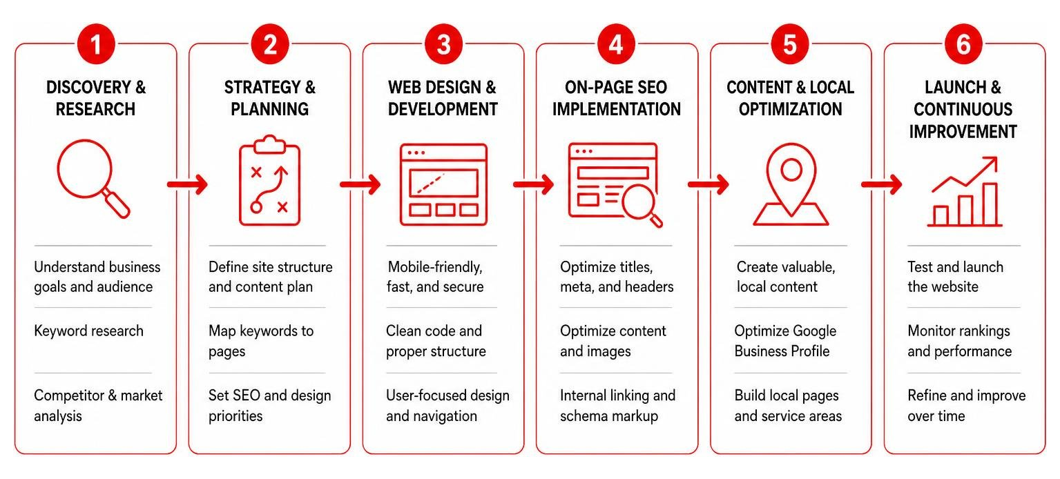 Diagram of the web design and SEO integration process
