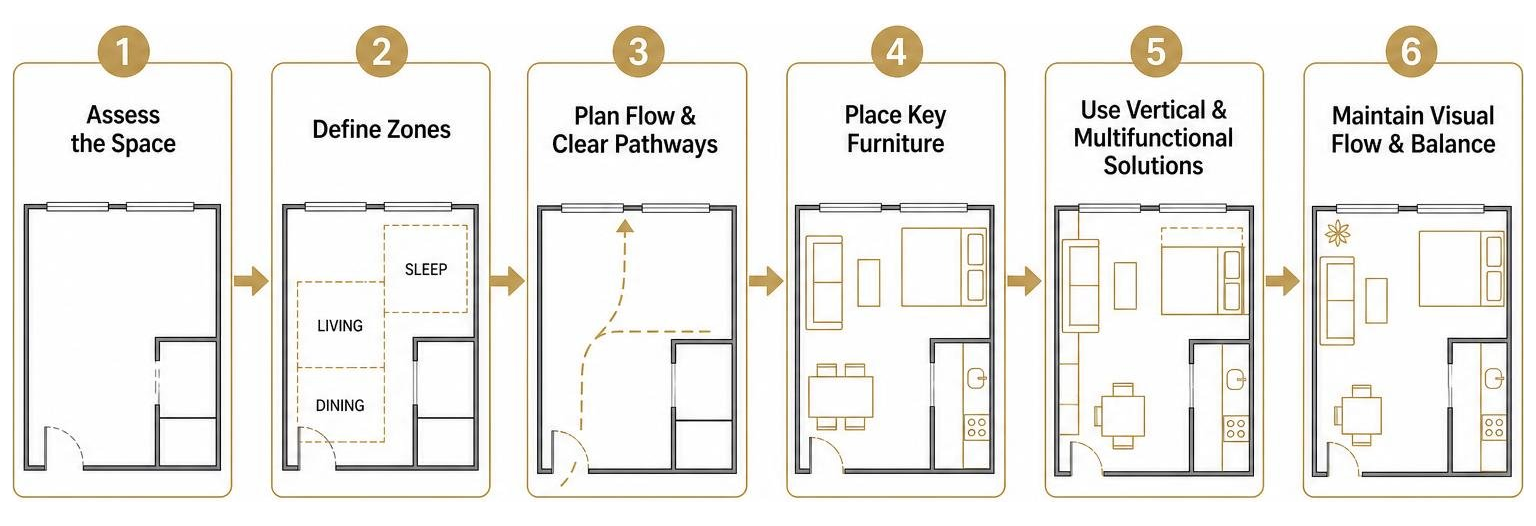 Spatial layout workflow for small apartment design Spatial layout workflow for small apartment design
