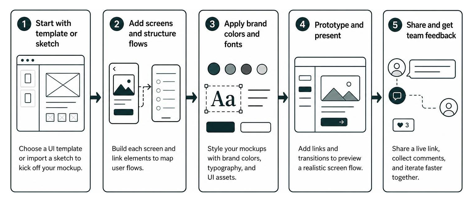 Diagram of rapid UI mockup workflow in Canva