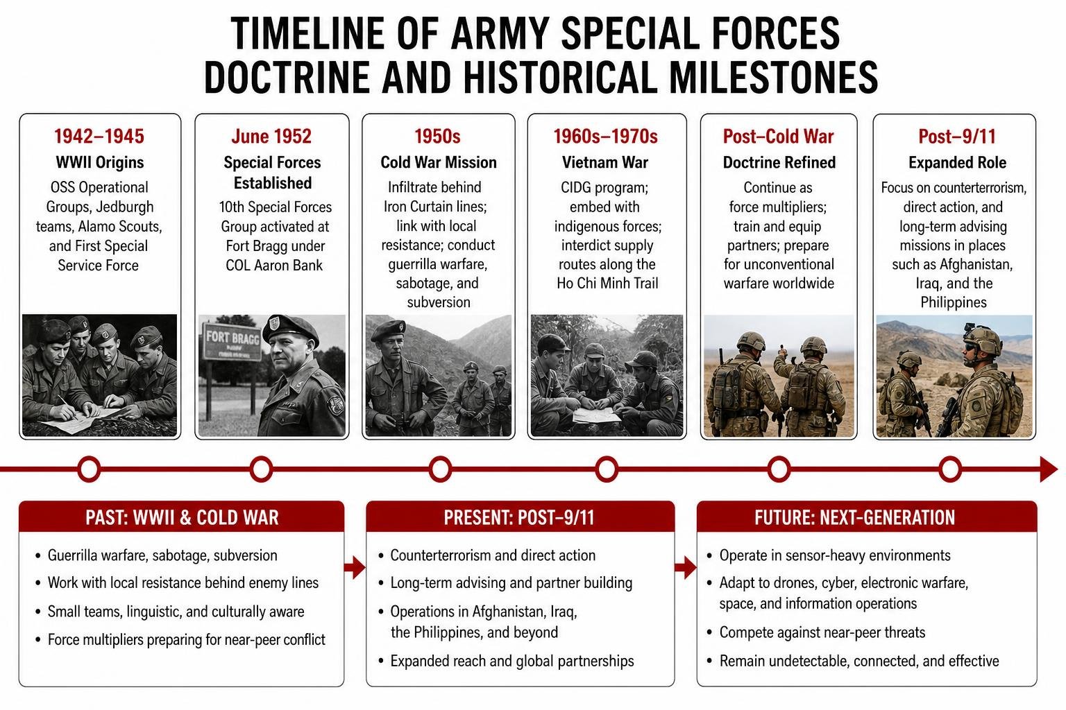 Timeline of Army Special Forces doctrine and historical milestones Timeline of Army Special Forces doctrine and historical milestones