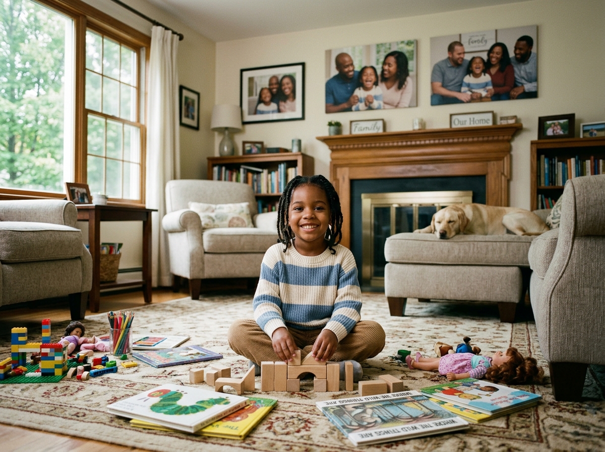 happy child thriving in two stable homes with clear boundaries - healthy boundaries co-parenting