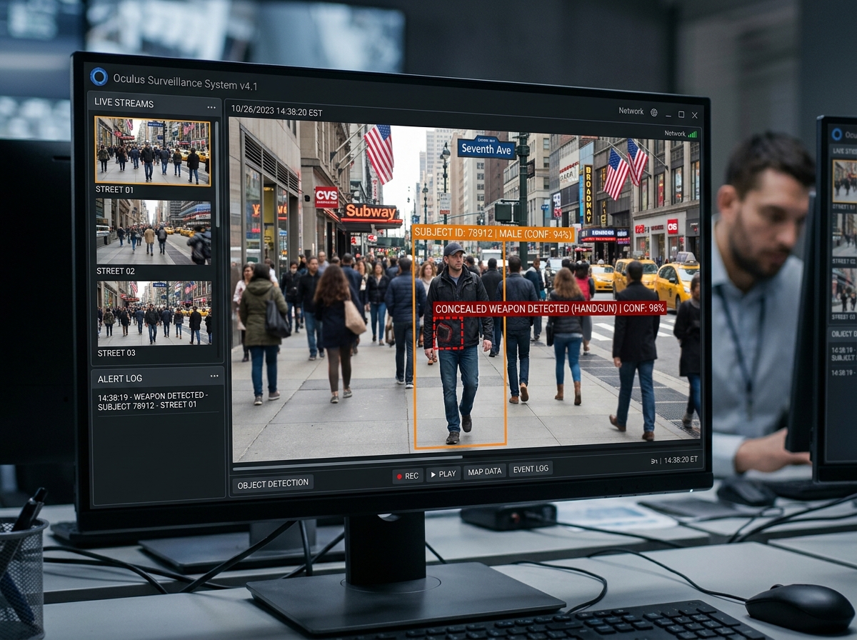 AI software identifying a concealed weapon in a crowded area - ai surveillance companies AI software identifying a concealed weapon in a crowded area - ai surveillance companies