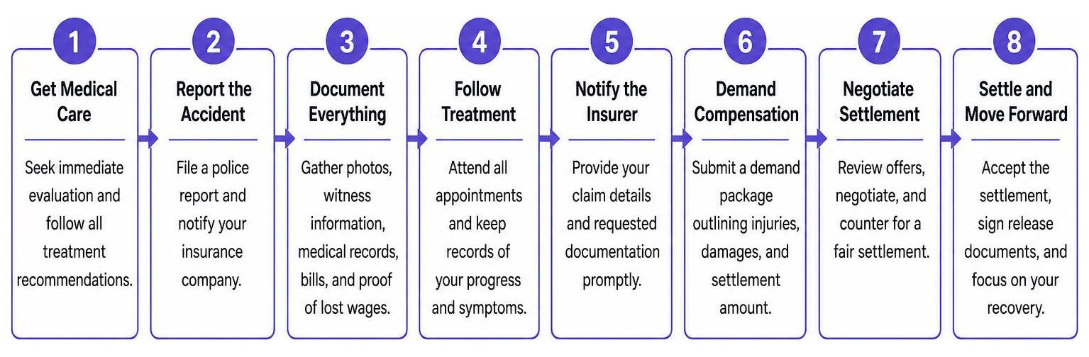 Step-by-step process after an accident to secure a whiplash settlement