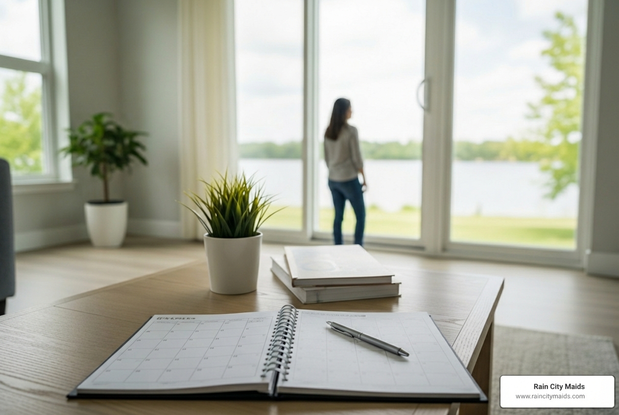 infographic showing weekly versus bi-weekly versus monthly recurring cleaning schedules with benefits of each frequency option for Kirkland homes - affordable recurring cleaning in kirkland, wa