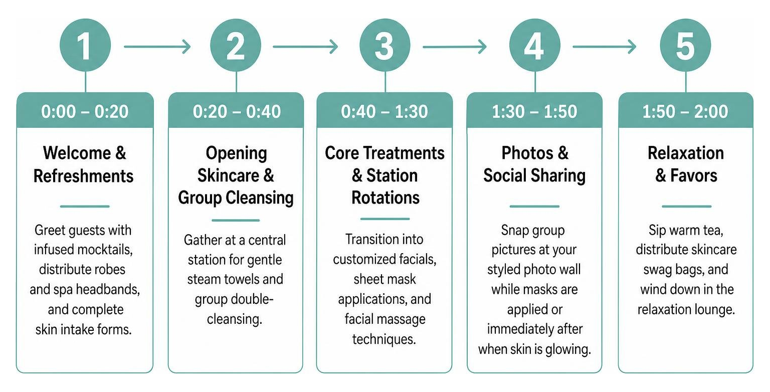 Timeline sequence for hosting a balanced group facial event