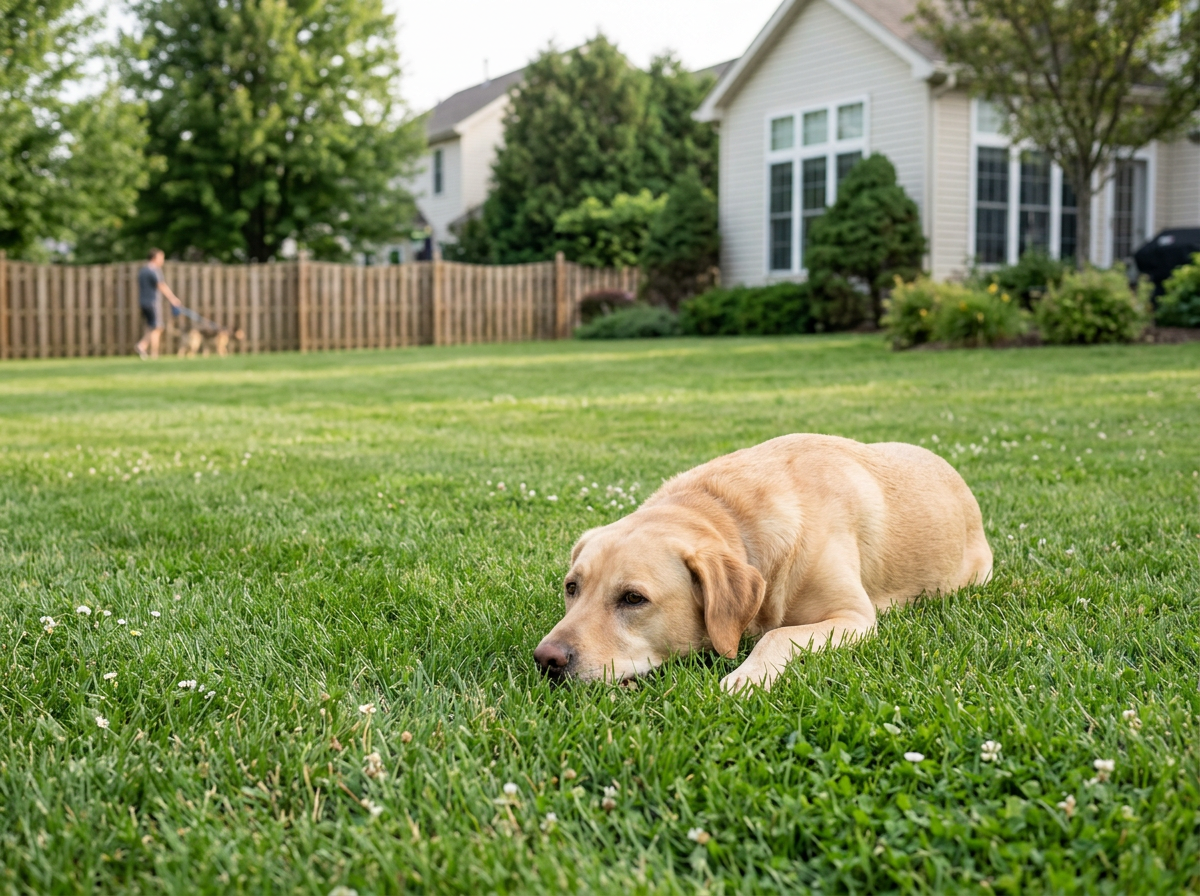 A dog exhibiting calm body language at a distance from a trigger