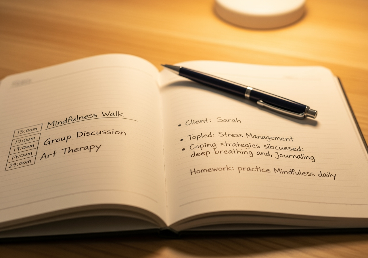 sample retreat schedule or notebook with therapy notes - couples therapy weekend retreat massachusetts