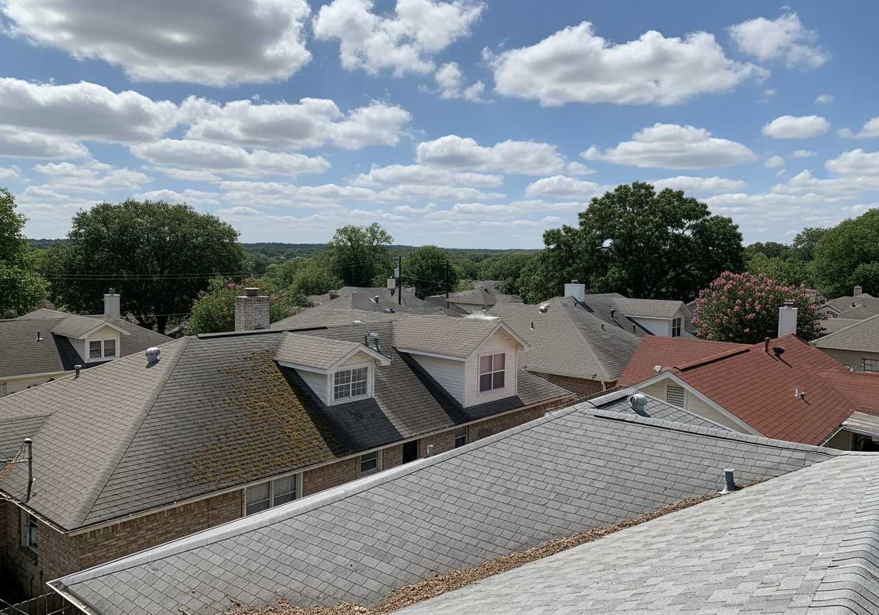 hail damage on an asphalt shingle roof - residential roofing temple tx