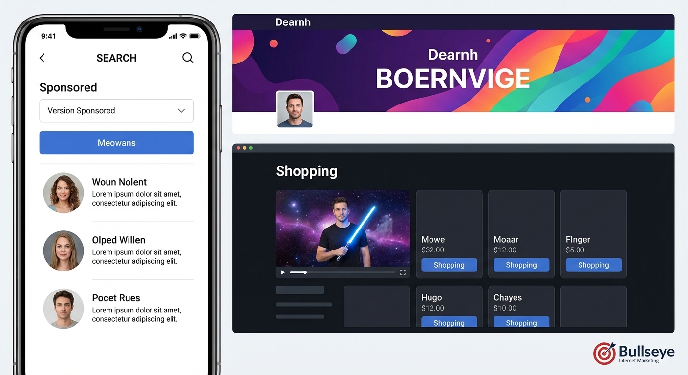 examples of different ad types: Search, Display, Video, Shopping - Ad campaign management