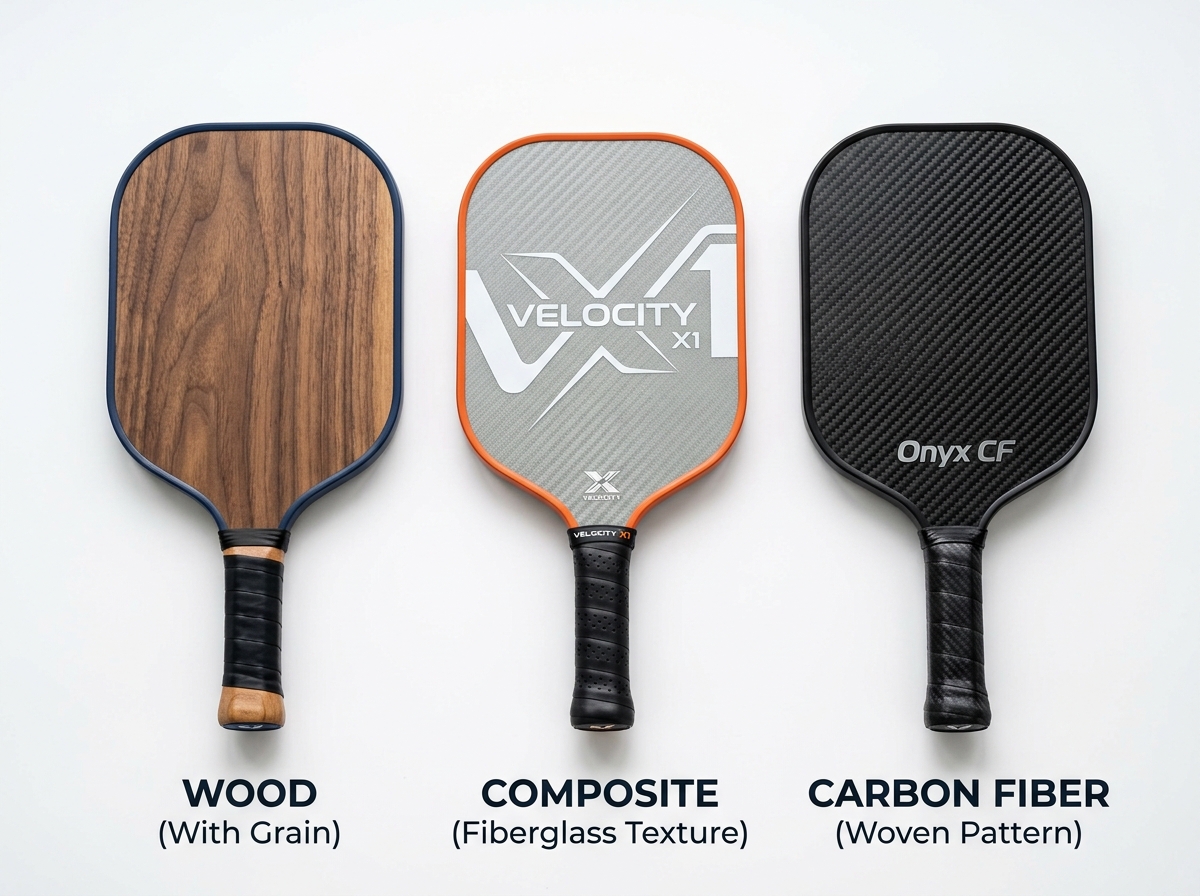 Comparison of wood, composite, and carbon fiber paddle materials - pickleball sets for beginners