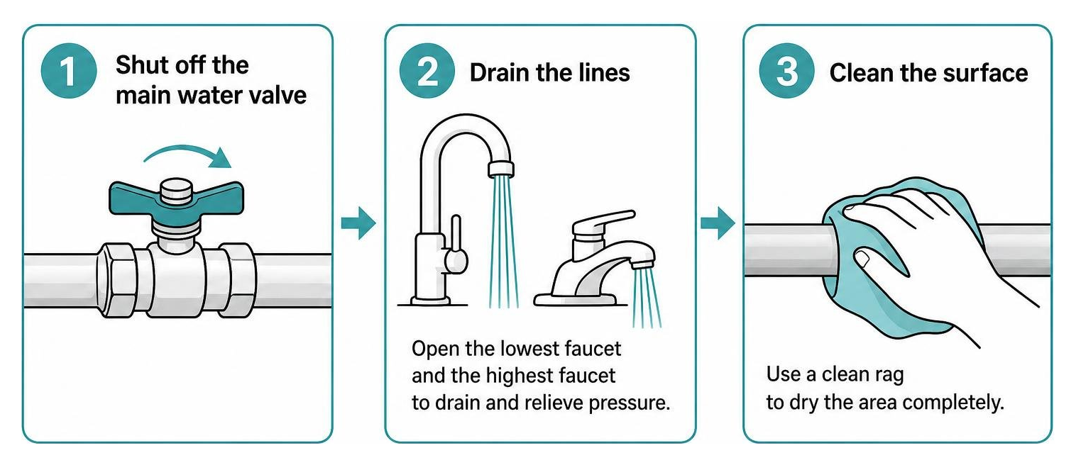 diagram of step-by-step surface preparation for pipe repair diagram of step-by-step surface preparation for pipe repair