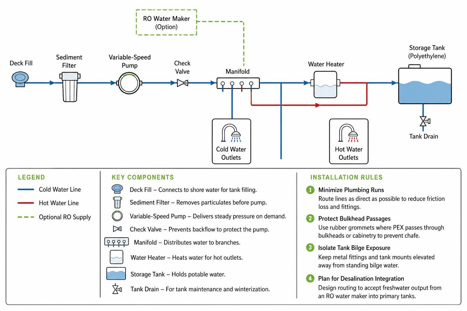 Water system planning and pipe routing diagram