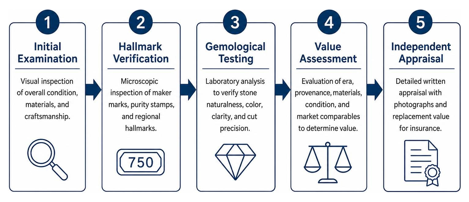 Step-by-step process for authenticating and appraising fine estate jewelry Step-by-step process for authenticating and appraising fine estate jewelry