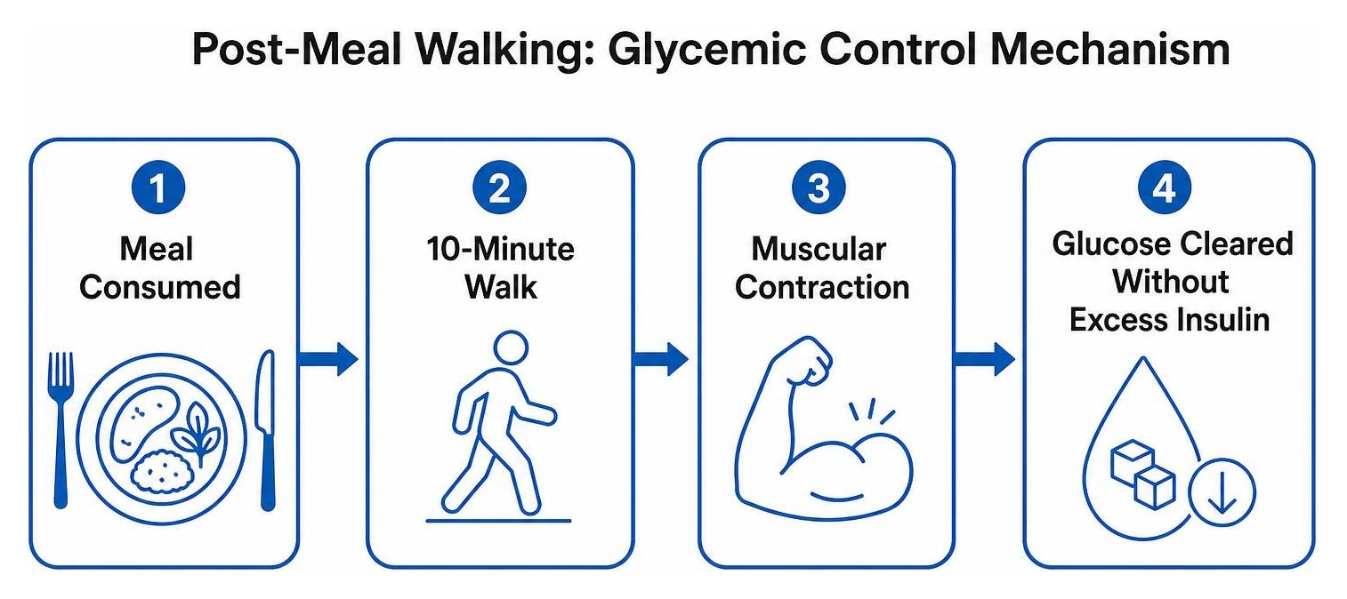 post-meal walking glycemic control mechanism post-meal walking glycemic control mechanism