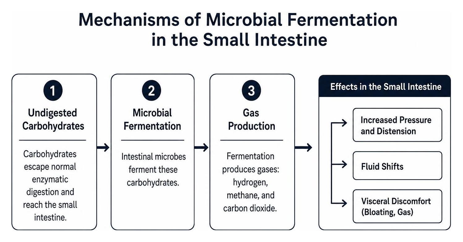 Mechanisms of microbial fermentation in the small intestine