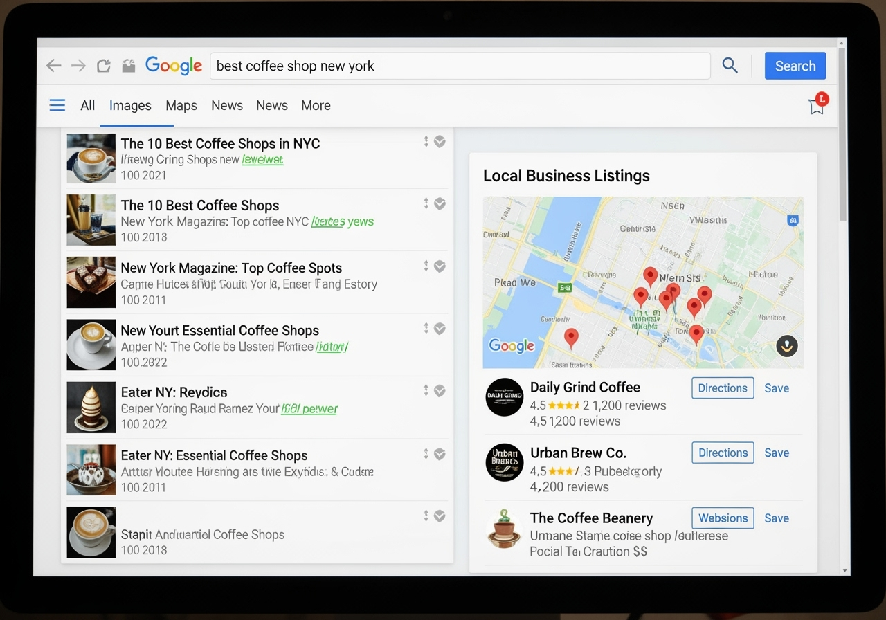 Search Engine Results Page with Organic and Local Listings - conversion rate optimization consultant