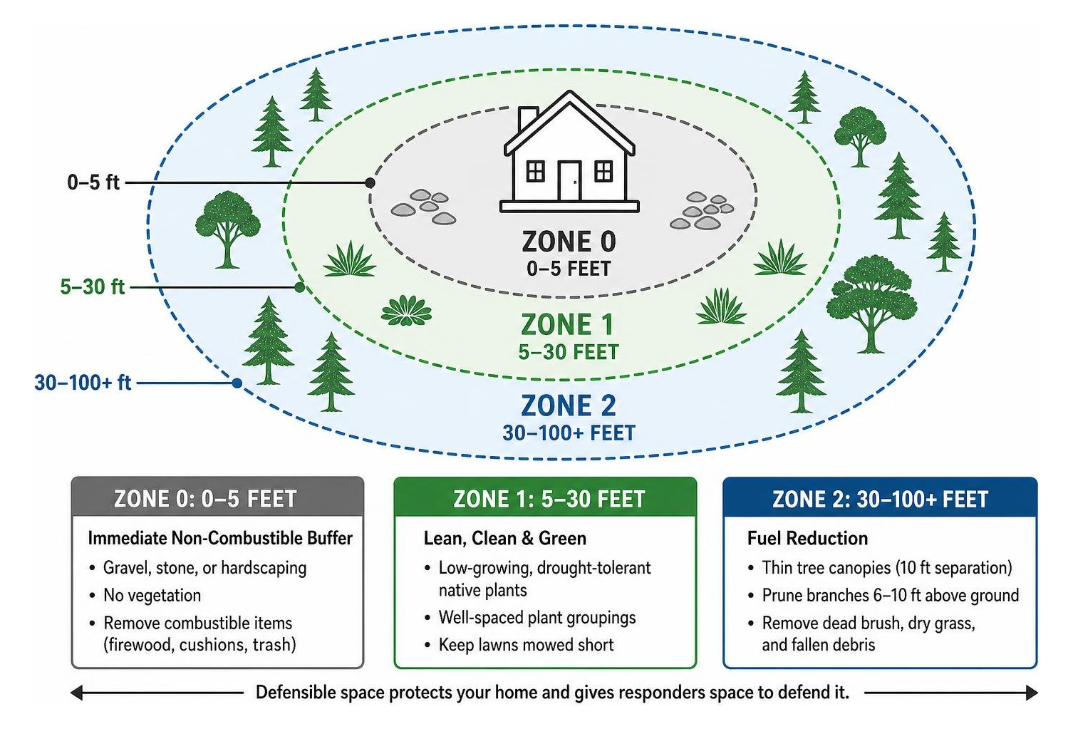 diagram of the three defensible space management zones diagram of the three defensible space management zones