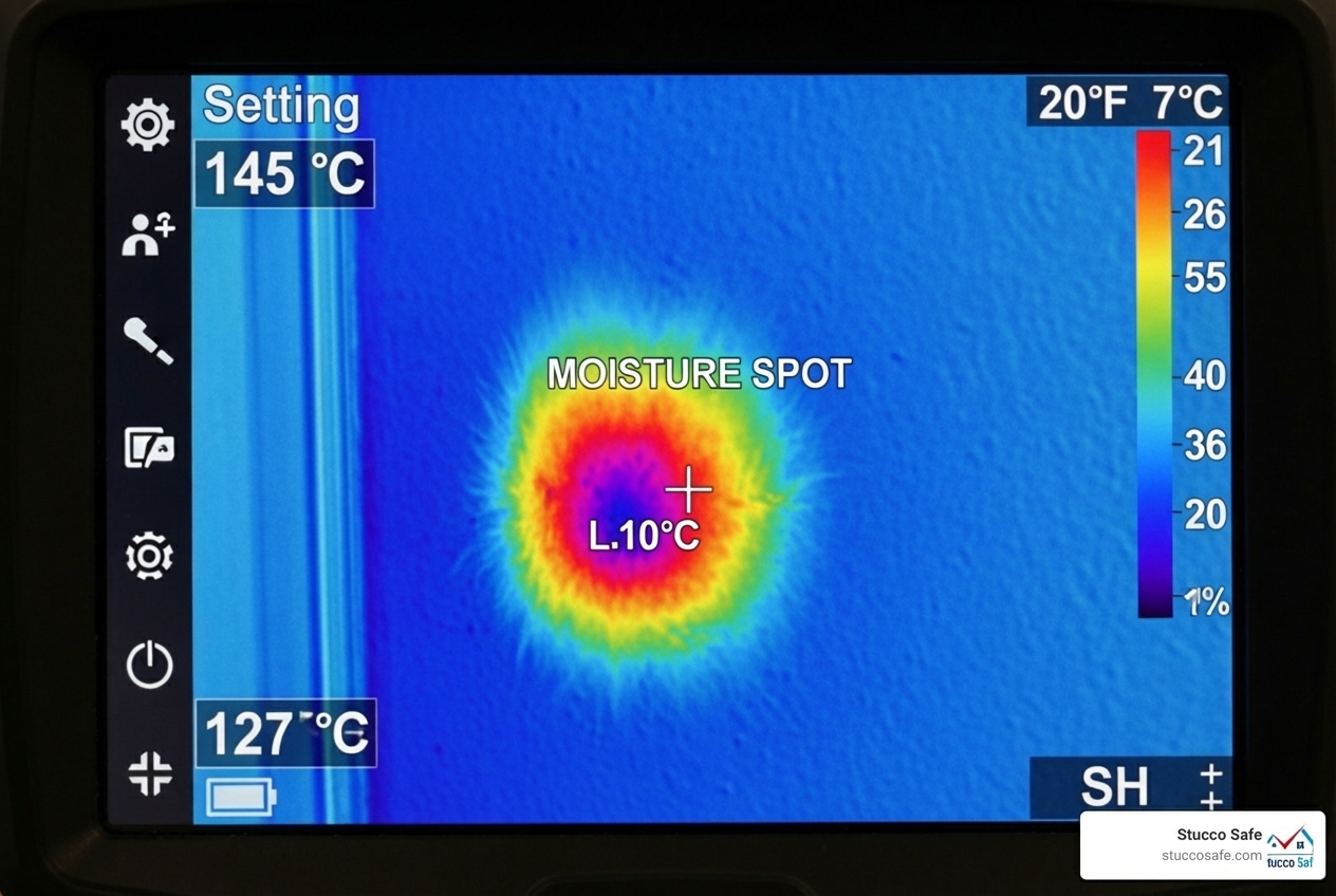 thermal imaging camera showing a moisture spot - moisture inspection thermal imaging camera showing a moisture spot - moisture inspection