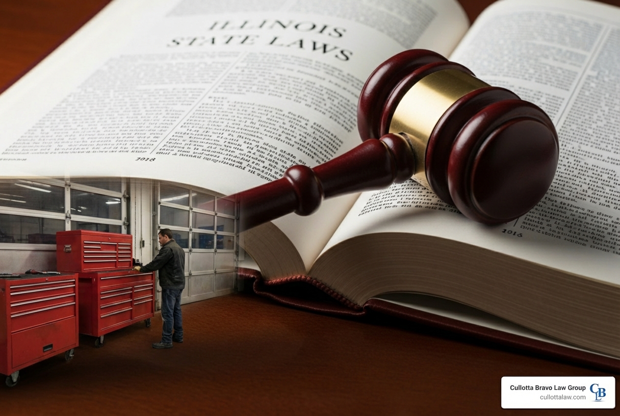 a gavel resting on a book of Illinois state laws - illinois accident lawyer