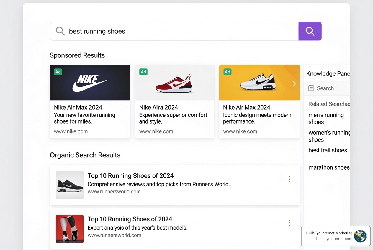 Diagram showing how PPC ads appear at the top of search results - ppc advertising management companies