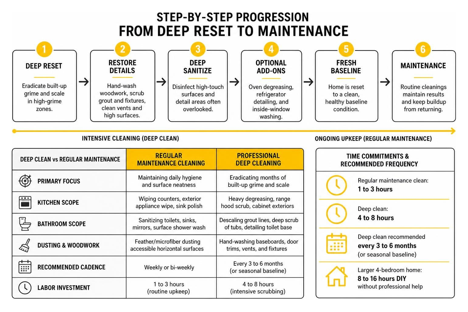 Step by step progression from deep reset to maintenance Step by step progression from deep reset to maintenance