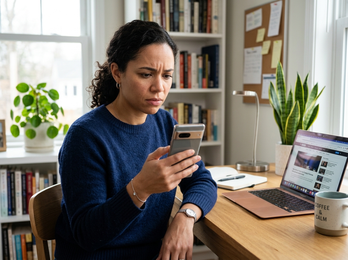 person using a smartphone to search a suspicious phone number on a digital lookup tool - is this phone number a scammer