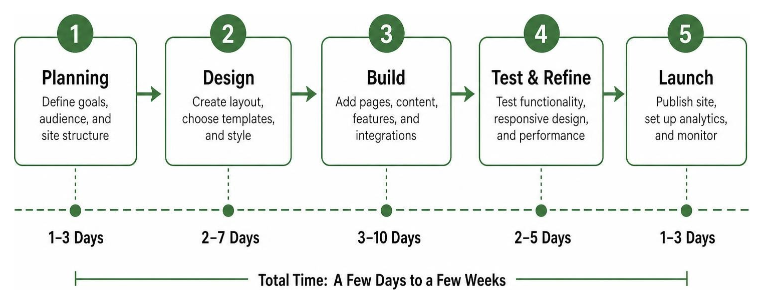 Timeline chart showing web creation stages Timeline chart showing web creation stages