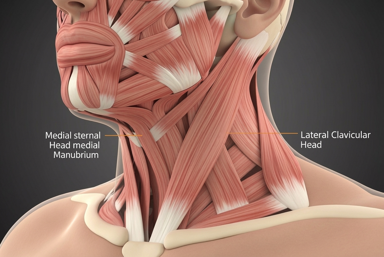 SCM muscle anatomy highlighted - sternocleidomastoid muscle pain SCM muscle anatomy highlighted - sternocleidomastoid muscle pain