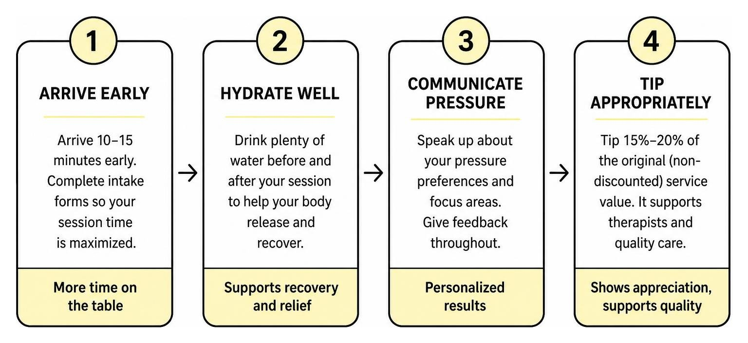 diagram of steps to maximize your cheap full body massage session quality