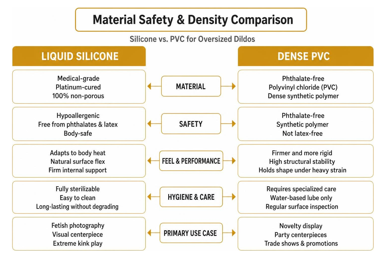 Material safety and density comparison between silicone and PVC