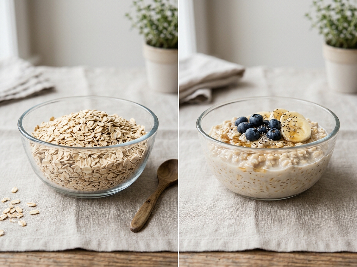 raw rolled oats vs soaked oats comparison - no cook oatmeal recipes