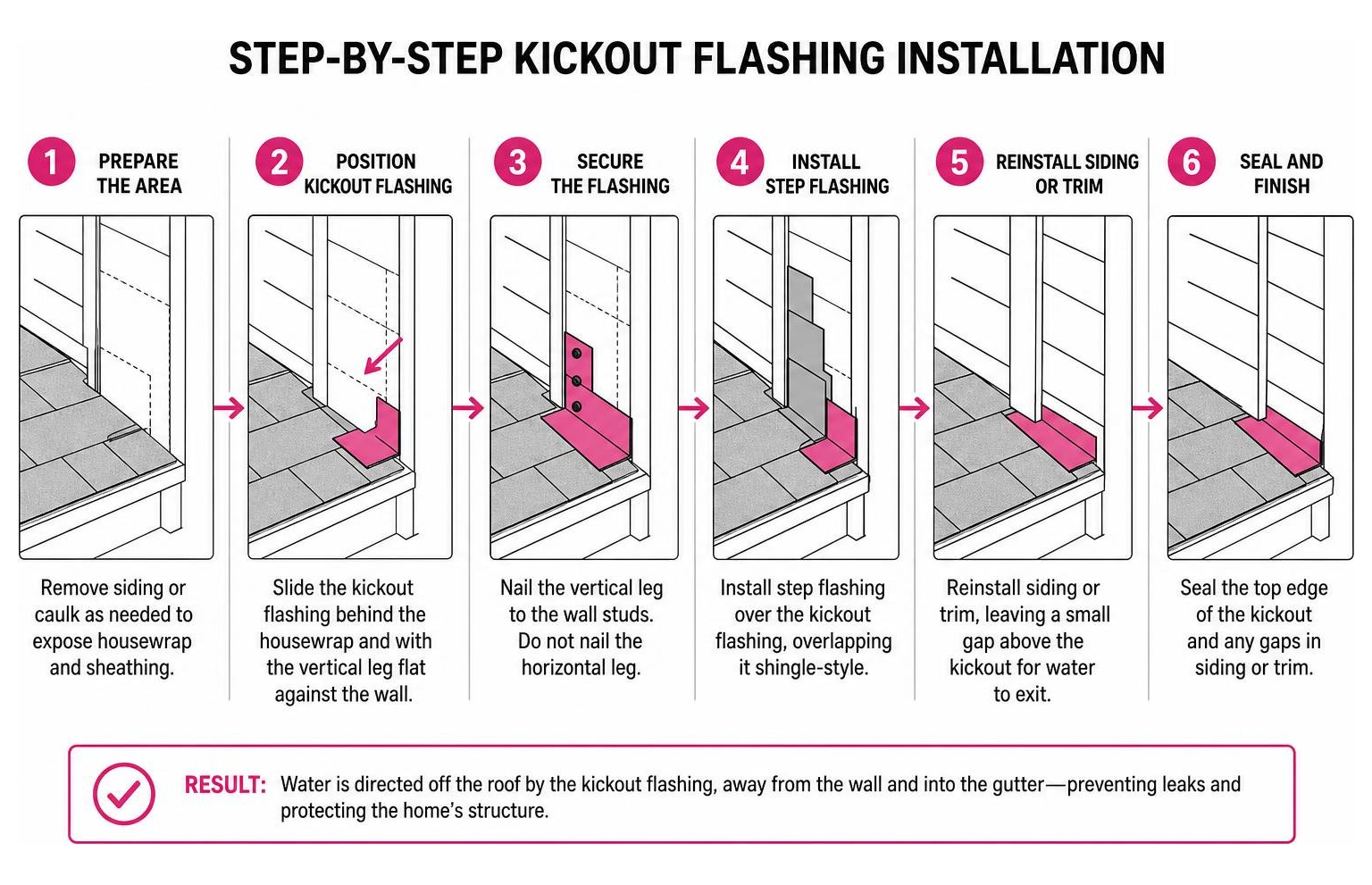 step-by-step kickout flashing installation process diagram step-by-step kickout flashing installation process diagram