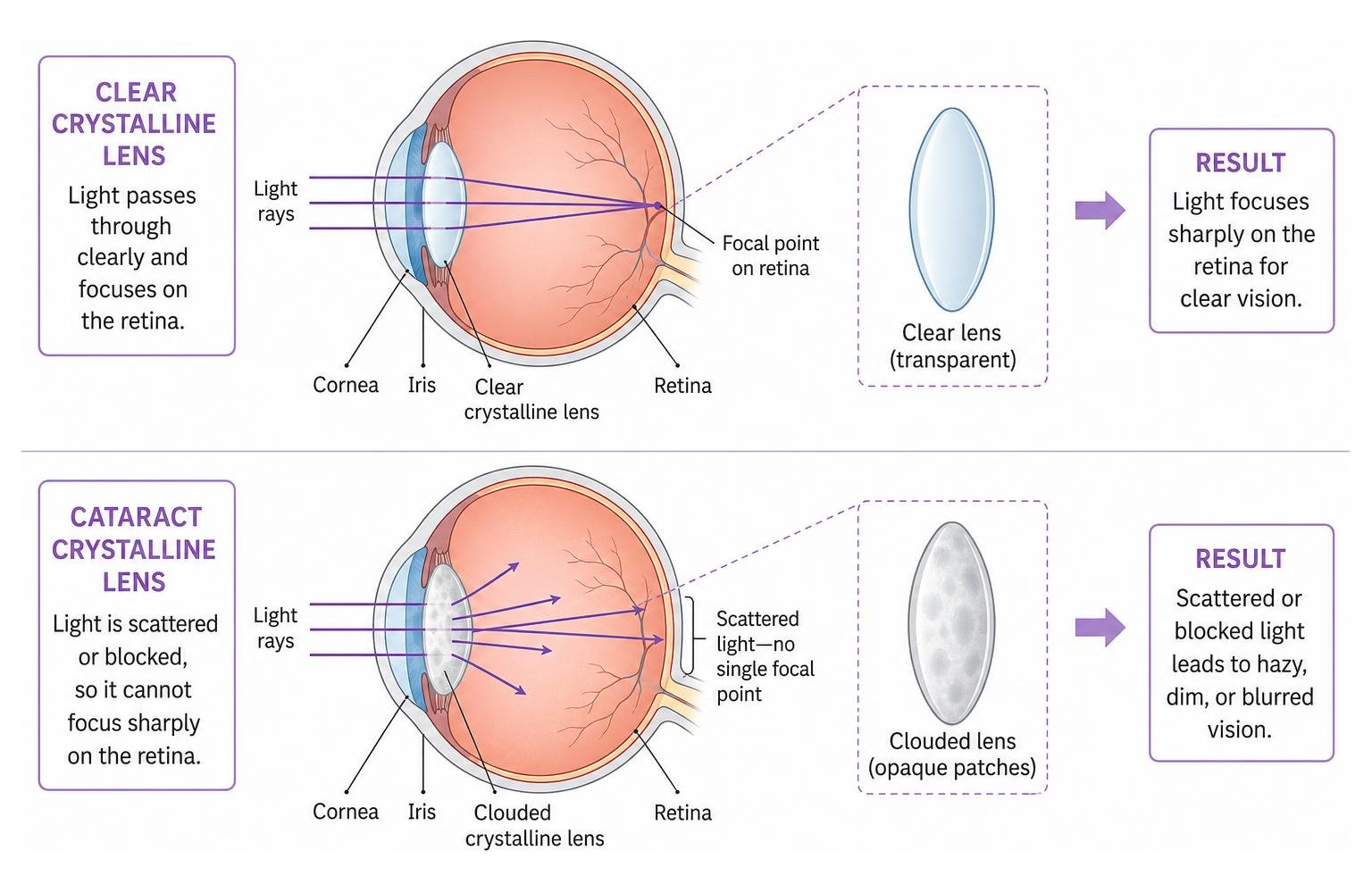light path through clear versus cataract crystalline lens light path through clear versus cataract crystalline lens