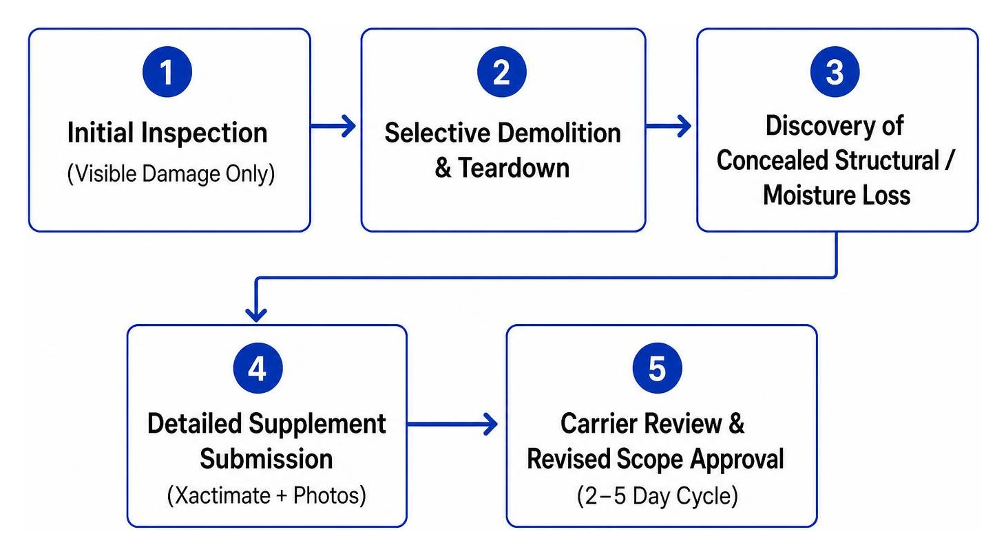 Property claim supplement lifecycle from discovery to approval Property claim supplement lifecycle from discovery to approval