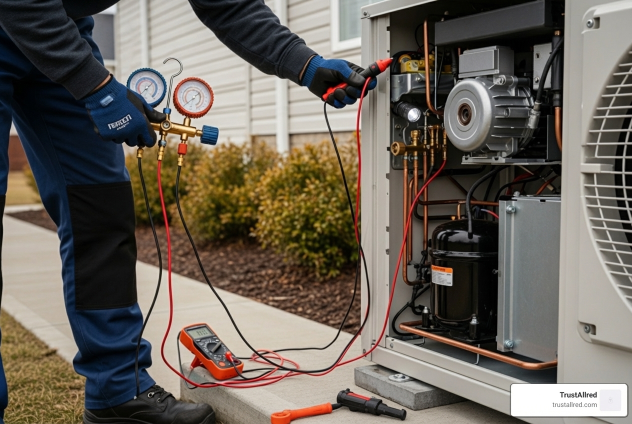 Infographic showing the heat pump repair process: 1. Initial diagnostic inspection of indoor and outdoor units, 2. Refrigerant level check and leak detection, 3. Electrical component testing including reversing valve, 4. Airflow measurement and filter inspection, 5. Thermostat calibration and sensor verification, 6. System performance testing in both heating and cooling modes - heat pump repair klahanie wa Infographic showing the heat pump repair process: 1. Initial diagnostic inspection of indoor and outdoor units, 2. Refrigerant level check and leak detection, 3. Electrical component testing including reversing valve, 4. Airflow measurement and filter inspection, 5. Thermostat calibration and sensor verification, 6. System performance testing in both heating and cooling modes - heat pump repair klahanie wa
