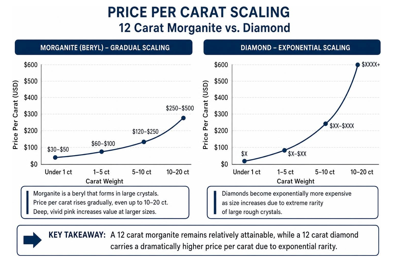 Morganite price per carat scaling compared to diamond exponential pricing curve Morganite price per carat scaling compared to diamond exponential pricing curve