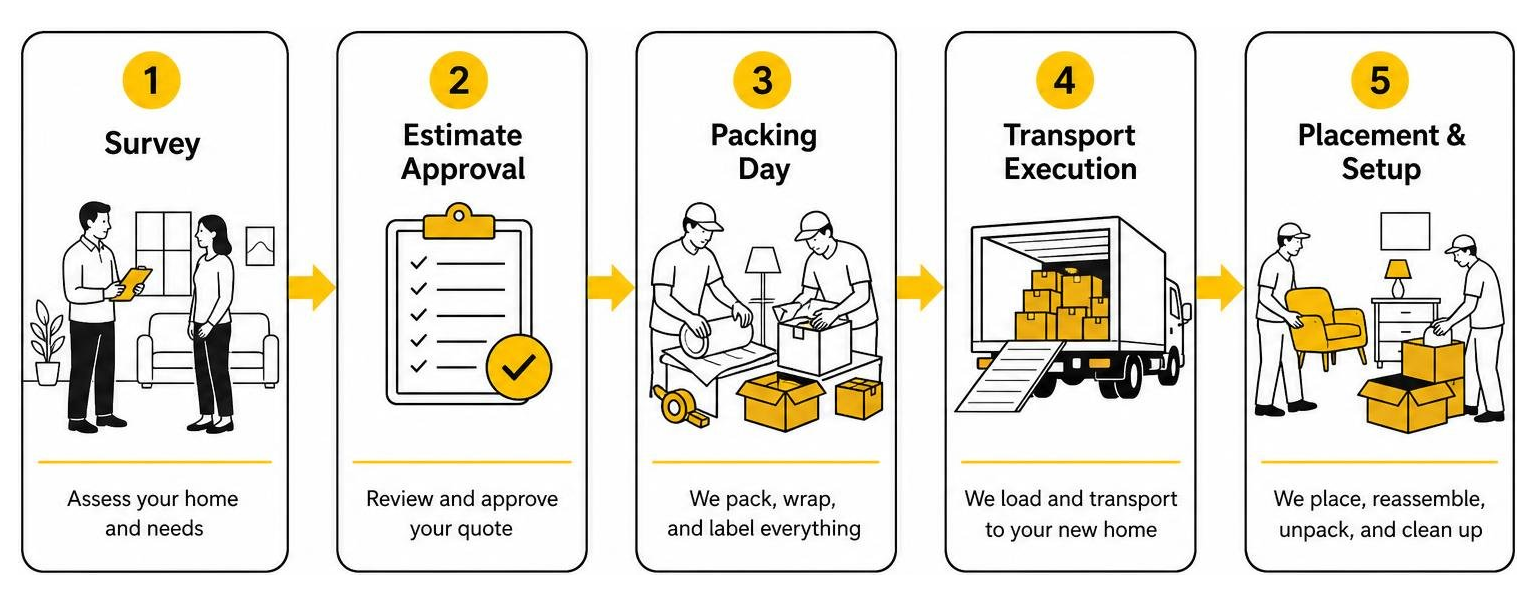Full service moving timeline flowchart Full service moving timeline flowchart