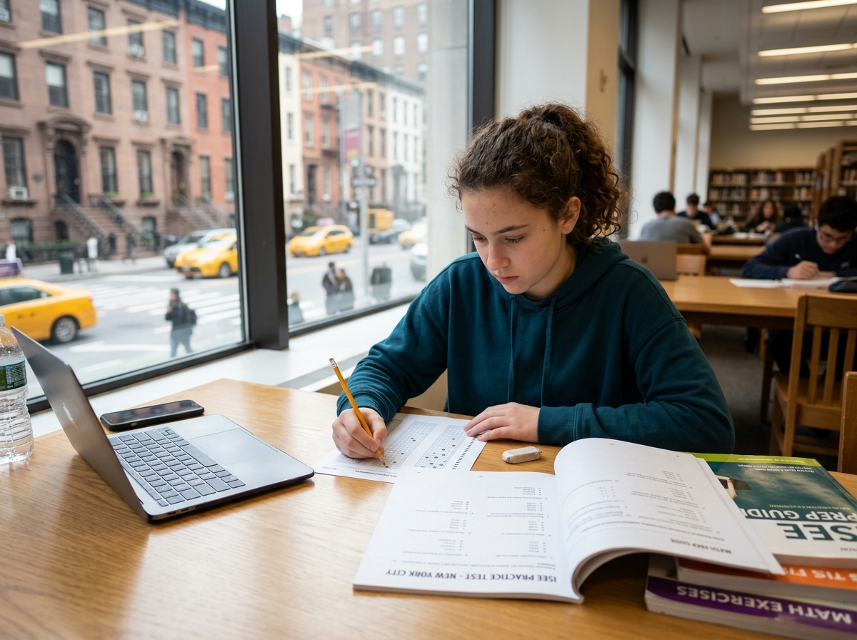 Full-length ISEE practice exam booklet with pencil and timer - ise practice test nyc