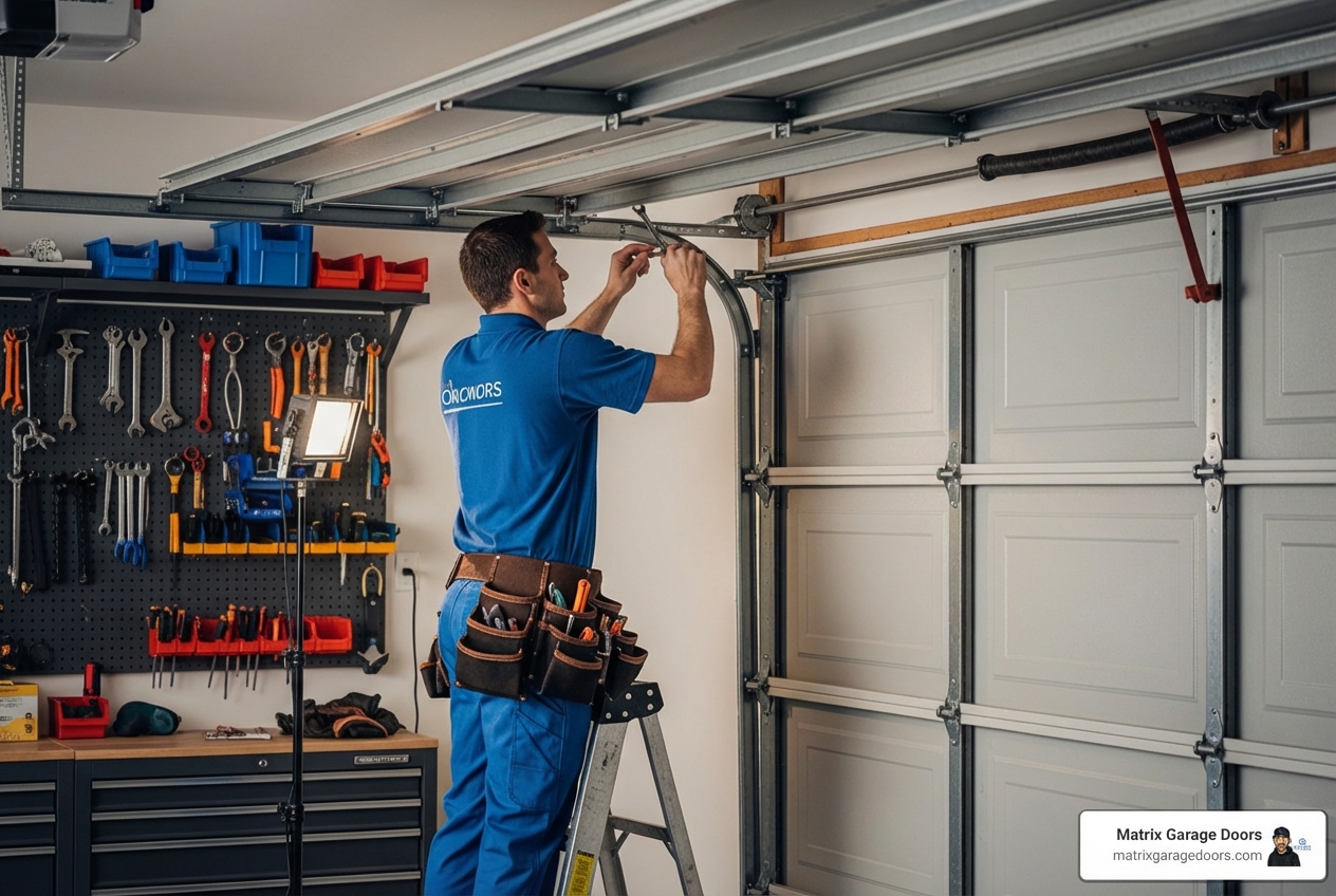 technician performing garage door repair - garage door repair delaware ohio technician performing garage door repair - garage door repair delaware ohio