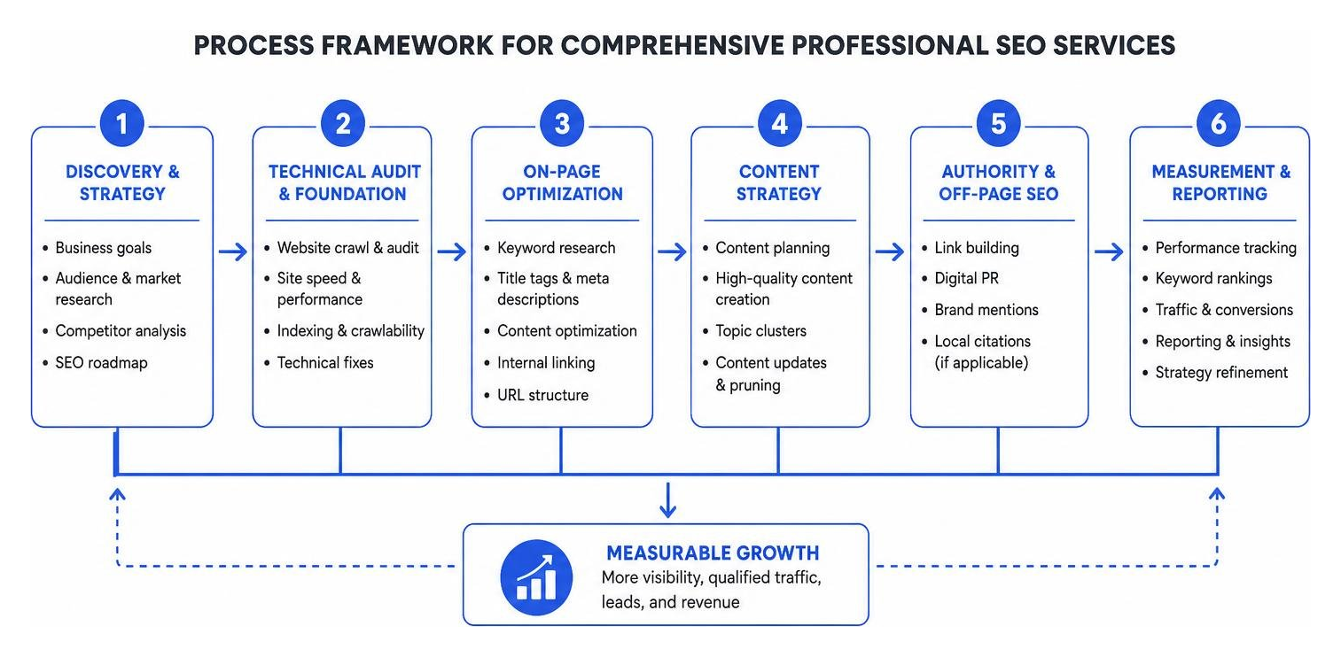 Process framework for comprehensive professional SEO services